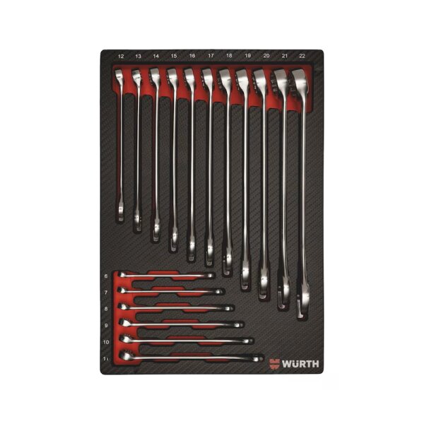 Würth | System-Sortiment 4.4.1 Ringmaulschlüssel metrisch, Ring 15° abgewinkelt • 17-teilig